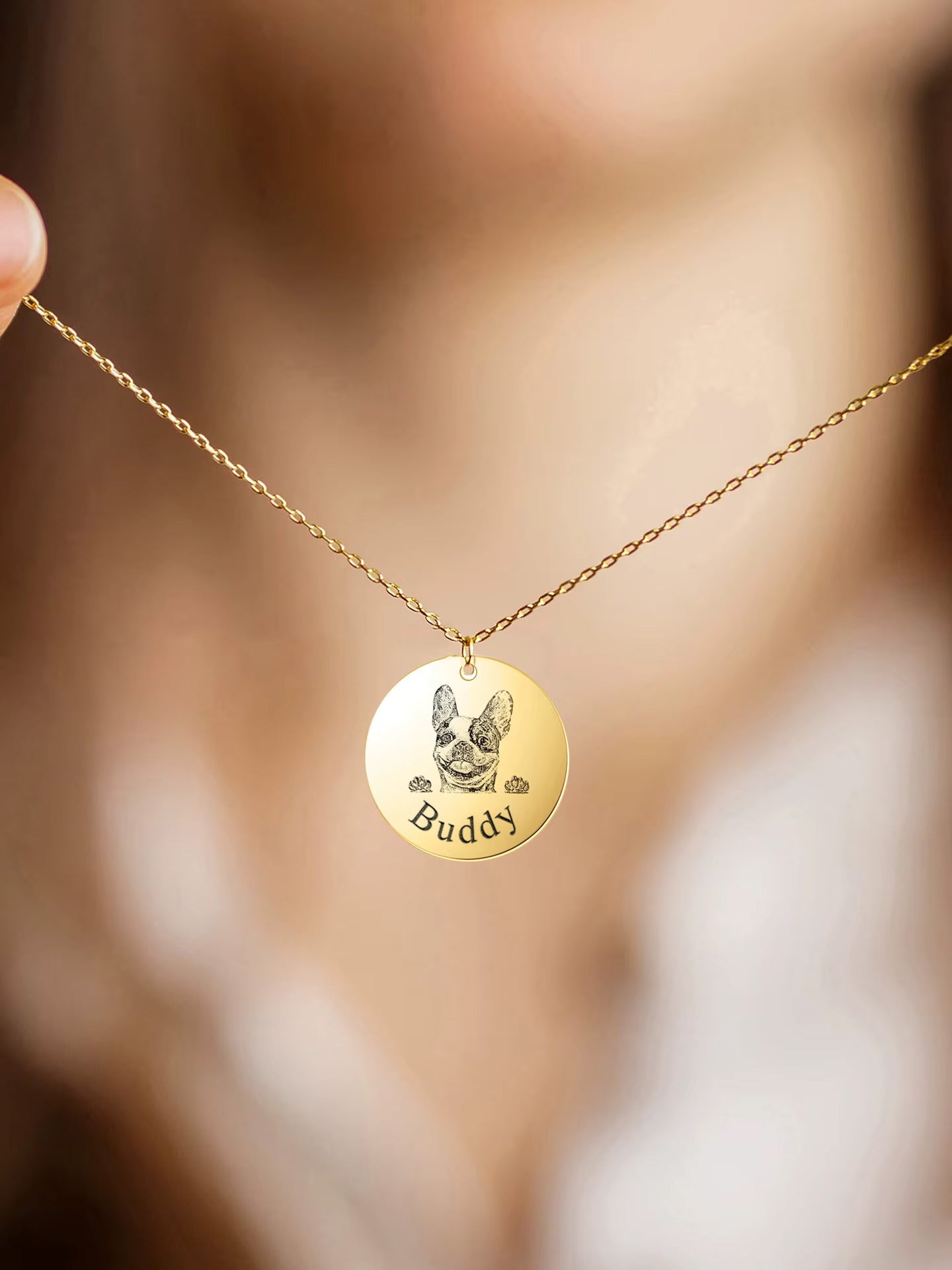 Engraved Pet Portrait Necklace